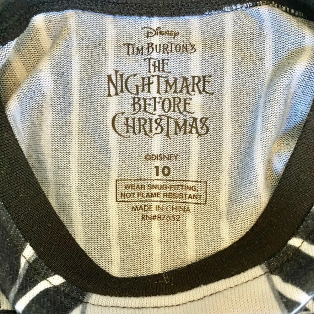 Disney Nightmare Before Christmas Jack PJ’s Size 10